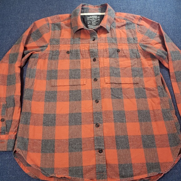 Rei Co-Op Other - REI Co-op Mens Large Orange Gray Buffalo Plaid Organic Cotton Flannel Shirt